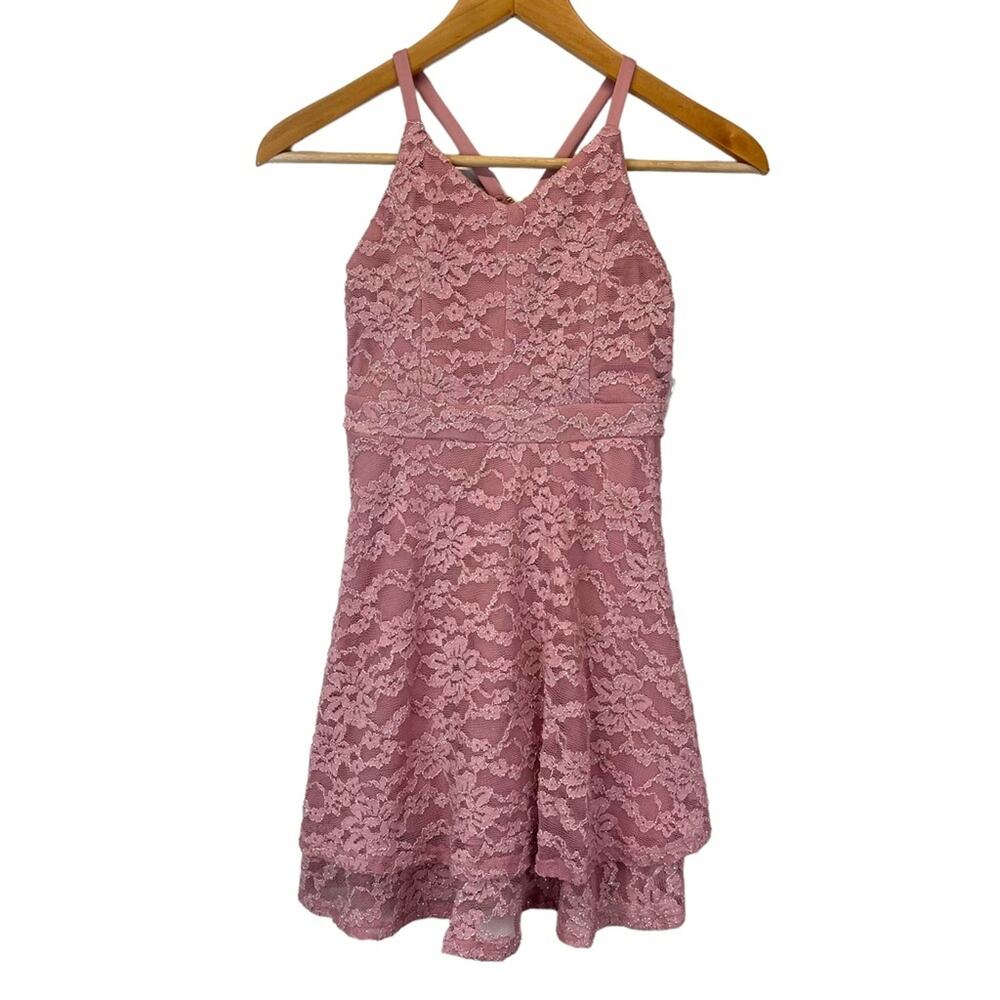 Nickie Lew lace ruffle hem dress pink - Girls 10